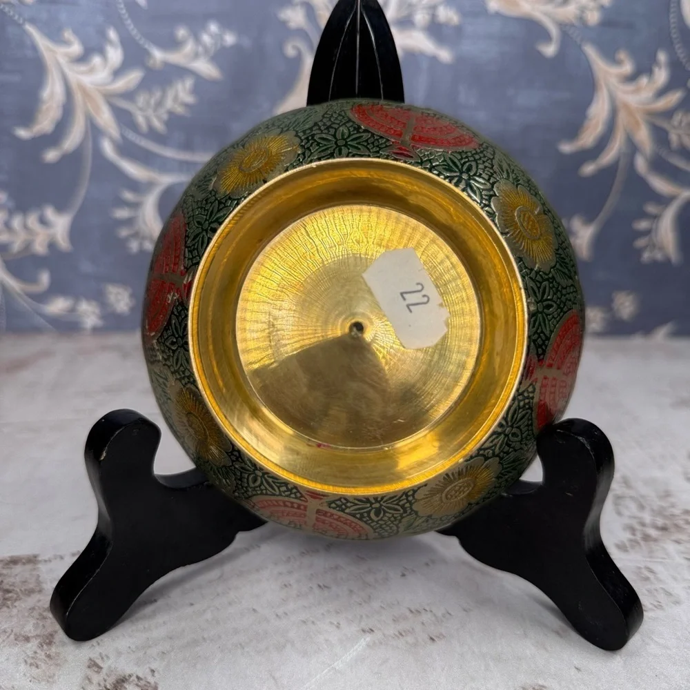 Handmade Israel Brass Menorah Bowl Judaica Holy Land Decor